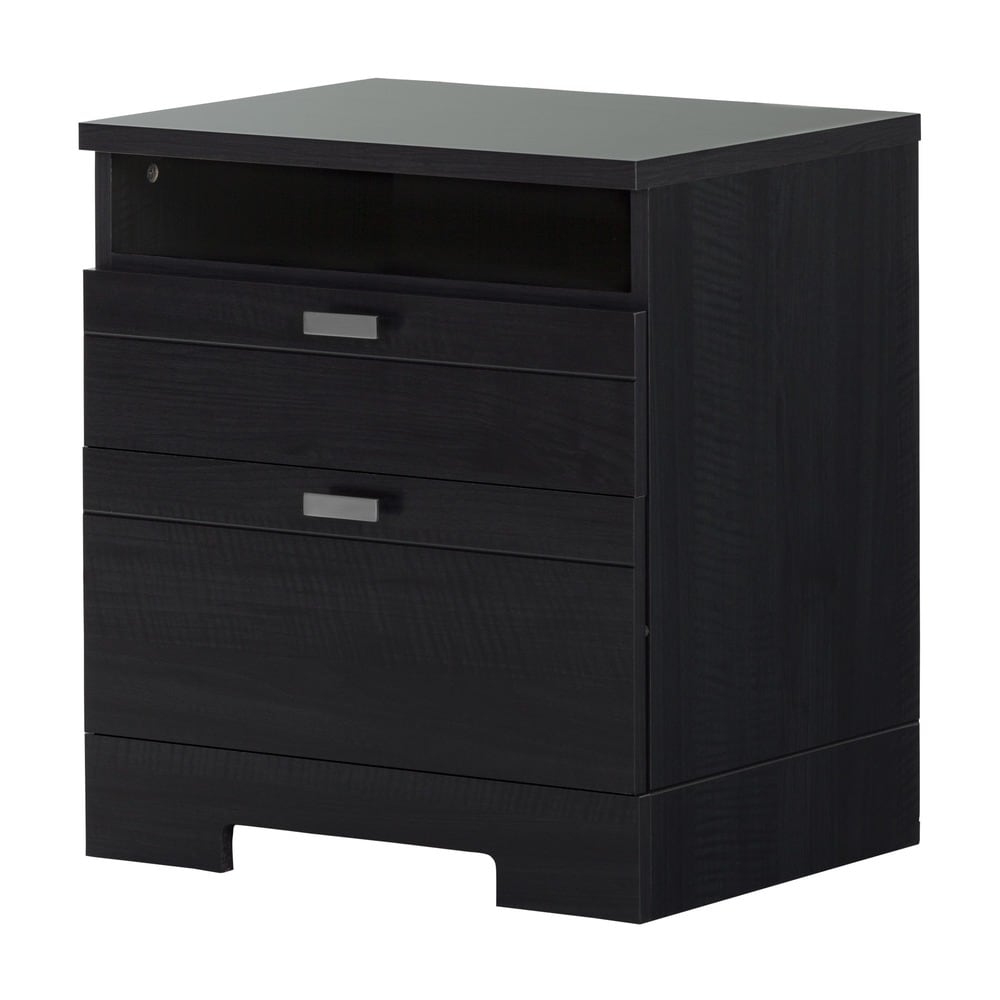 South Shore Reevo 2-Drawer Nightstand Pure White with Matte 