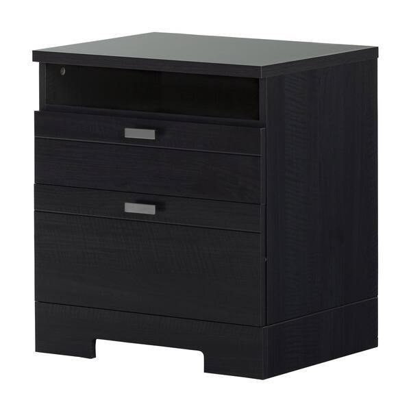 slide 2 of 19, South Shore Reevo Nightstand with Cord Catcher Black