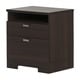 preview thumbnail 19 of 17, South Shore Reevo Nightstand with Cord Catcher Brown