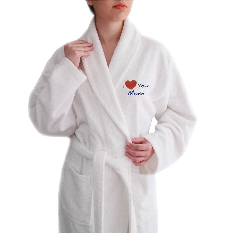 Authentic Hotel and Spa 'I Love You Mom' Monogrammed Terry Cloth Turkish Cotton Bath Robe