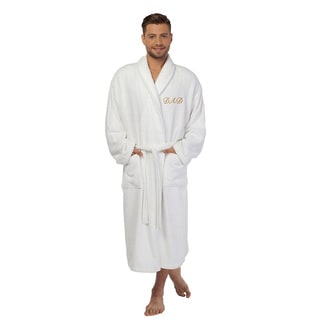Authentic Hotel and Spa Navy Blue Unisex Turkish Cotton Waffle Weave Terry  Bath Robe with White Block Monogram - On Sale - Bed Bath & Beyond - 16498255