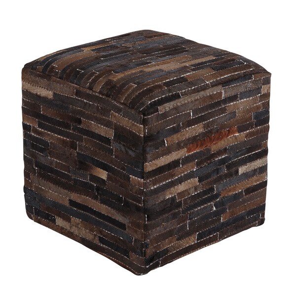 Signature Design by Ashley Cowhide Dark Brown Pouf
