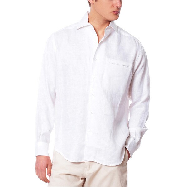 Men's Long Sleeve Linen Shirt - 17234542 - Overstock.com Shopping - Big ...