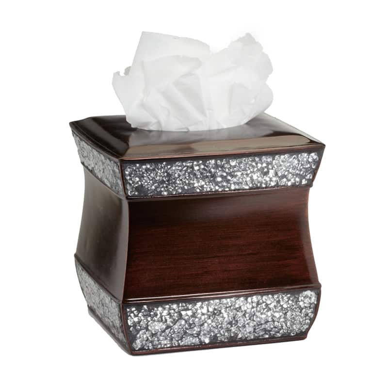 Elegant Oil Rubbed Bronze Cracked Glass Bath Accessory Collection