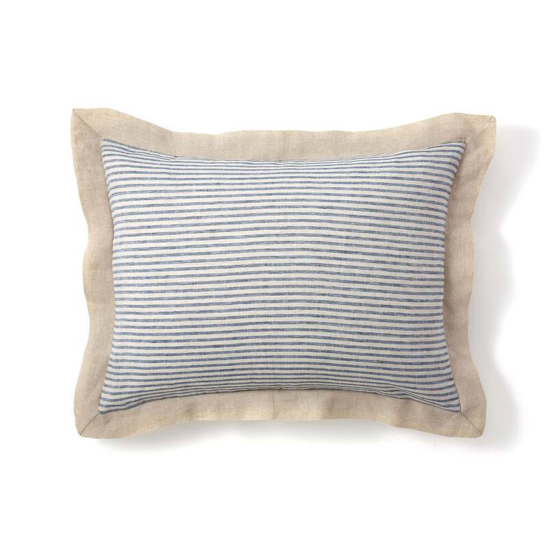 Belle Natural Linen Blue Stripe Sham