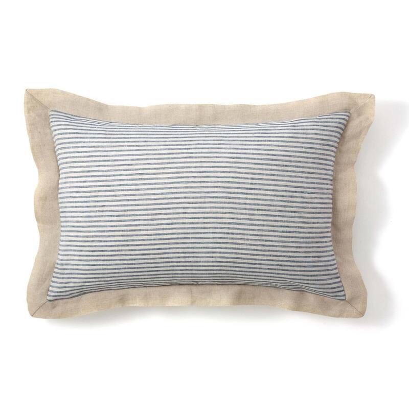 Belle Natural Linen Blue Stripe Sham