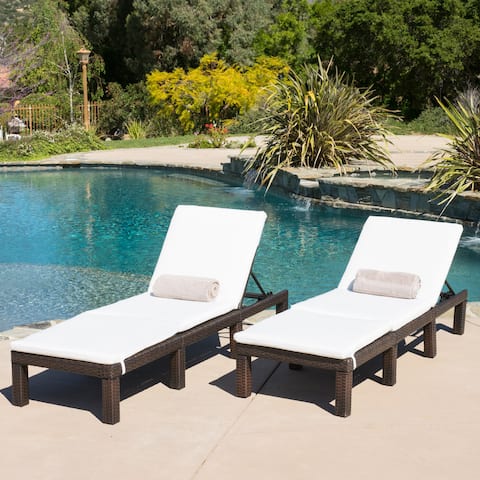 Jamaica Outdoor Chaise Lounge with Cushion (Set of 2) by Christopher Knight Home