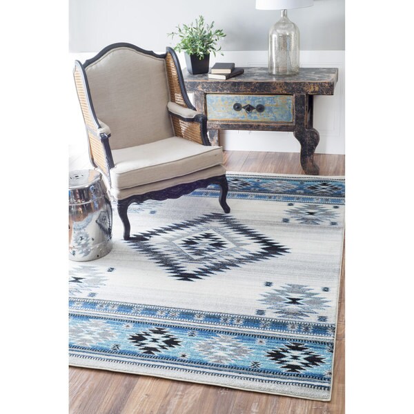 nuLOOM Southwestern Modern Ikat Aqua Rug (5'3 x 7'9) - 5'3 x 7'9