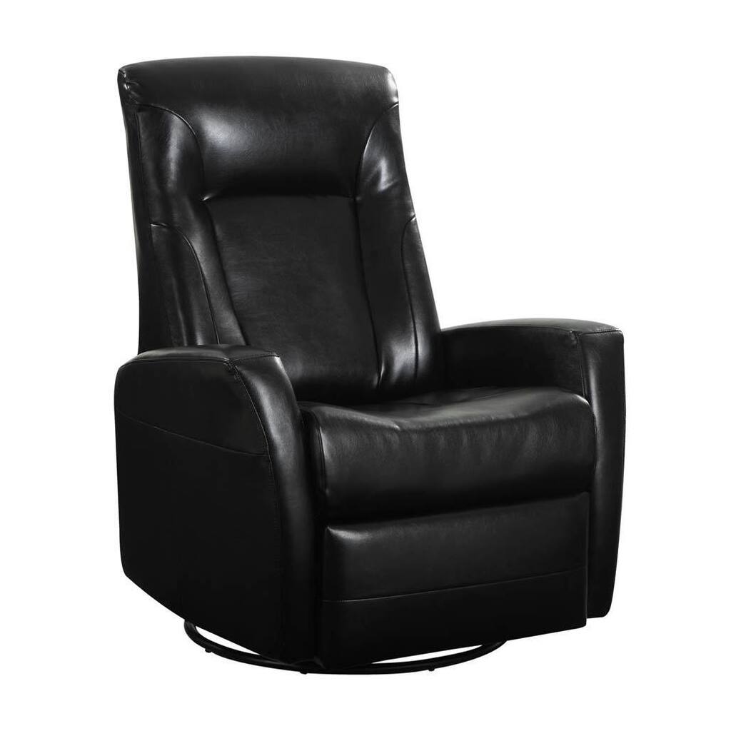 Conrad Black Recliner with Faux Leather Upholstery, Swivel Glider, And Head Rest