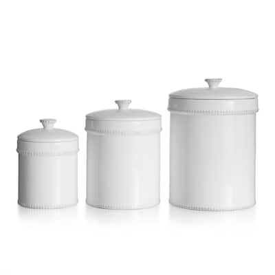 American Atelier Bianca Dash White 3-piece Canister Set