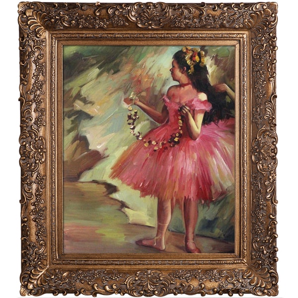 Shop Edgar Degas Dancer in Pink Dress Hand Painted Framed Canvas Art On Sale Free Shipping