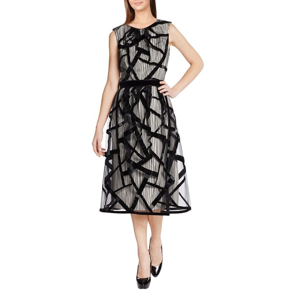Carolina Herrera White Tulle Cage Overlay Beaded Cocktail Evening Dress