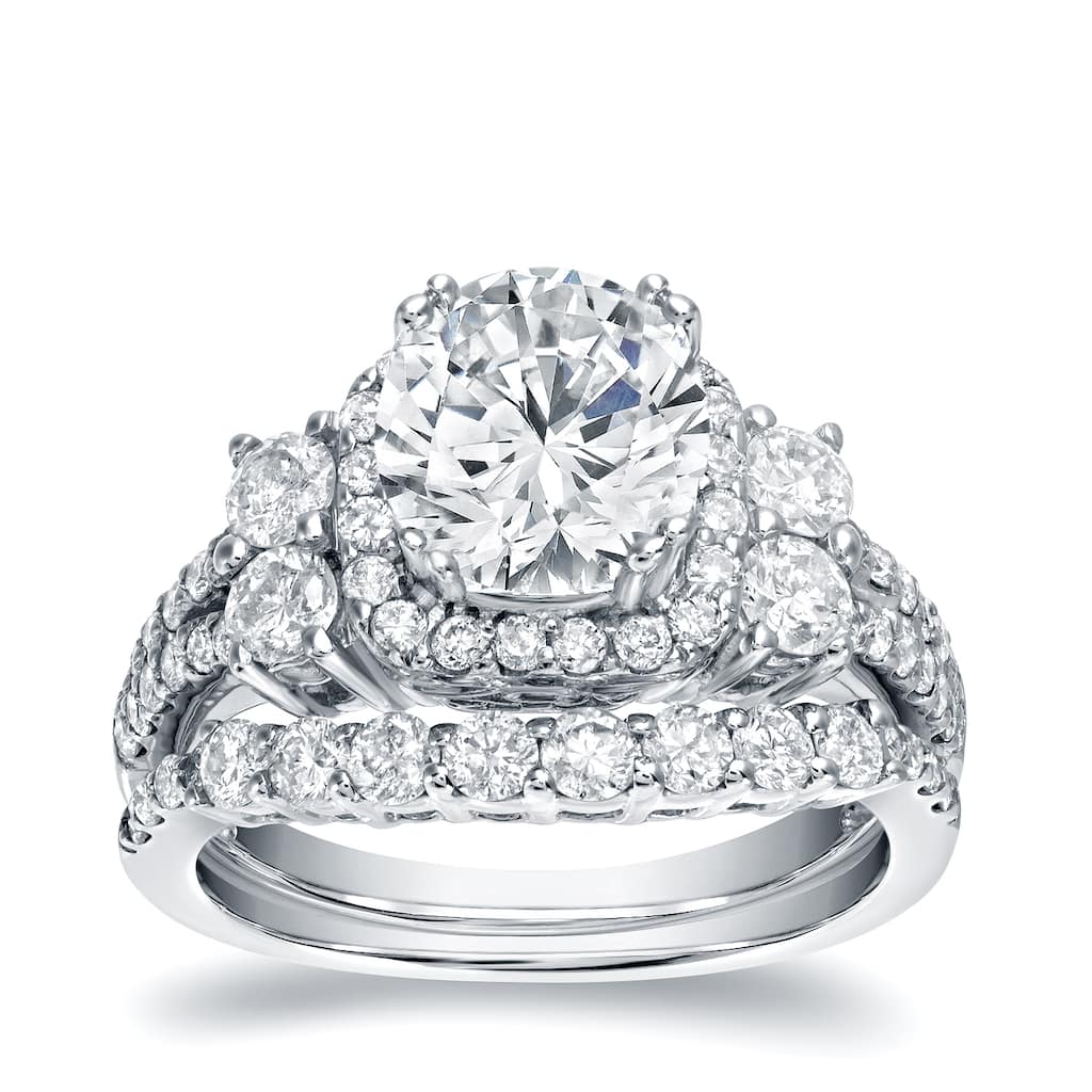 Auriya 14k Gold 2 1/3ctw Unique Halo Diamond Engagement Ring Set