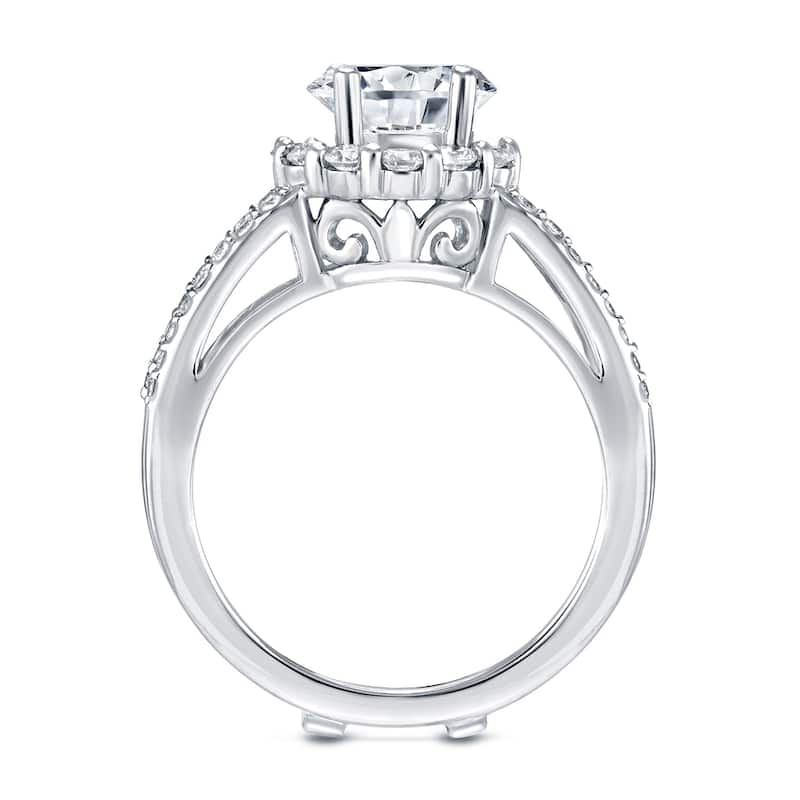 Auriya 14k Gold 2 carat TW Round Halo Insert Diamond Engagement Ring Bridal Set