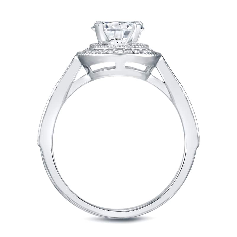 Auriya 14k Gold 1 3/5ctw Vintage Diamond Halo Engagement Ring Set