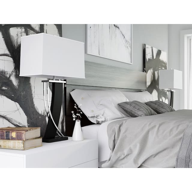 Lite Source Estella Modern Dark Walnut and Polished Steel Table Lamp