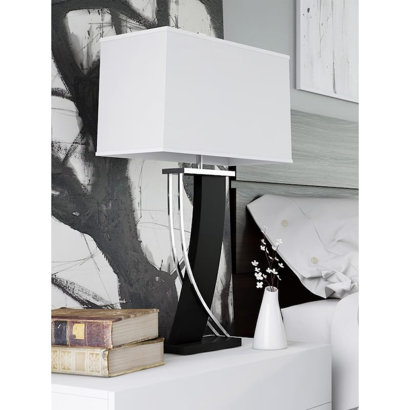 Lite Source Estella Modern Dark Walnut and Polished Steel Table Lamp