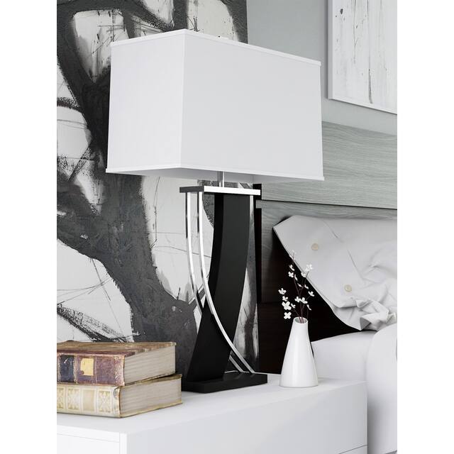Lite Source Estella Modern Dark Walnut and Polished Steel Table Lamp