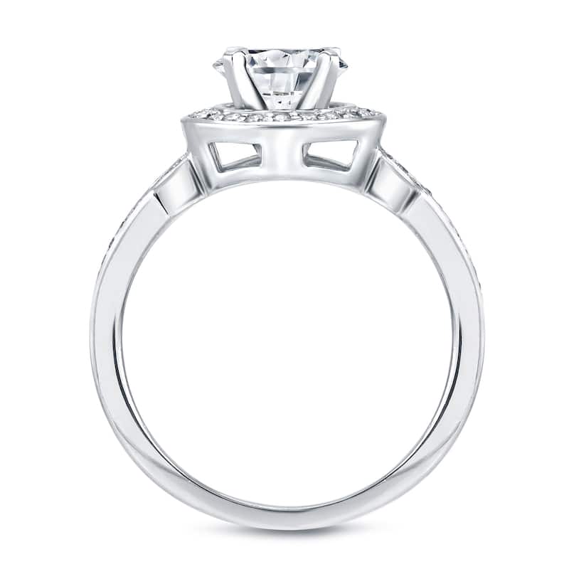 Auriya 14k Gold 1 2/5ctw Modern Split-shank Diamond Halo Engagement Ring Set