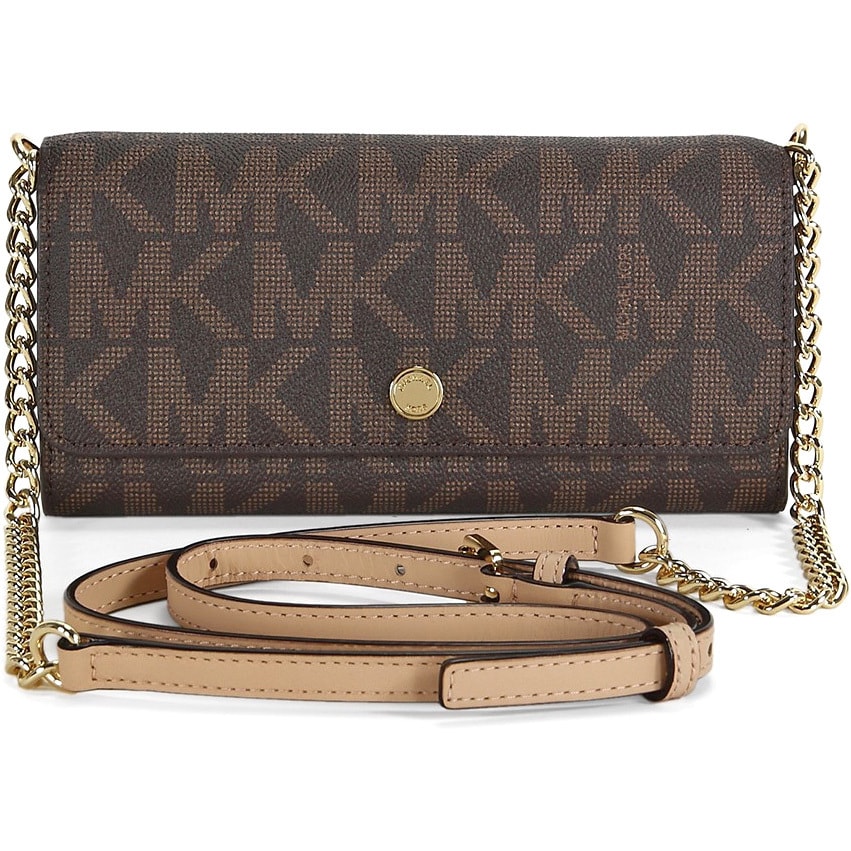 Michael Kors Signature Jet Set Zip around Continental Beige/ Black