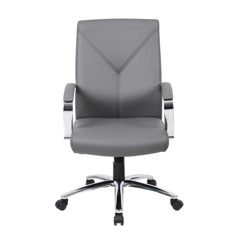 Boss LeatherPlus Executive Chair with Chrome Finish