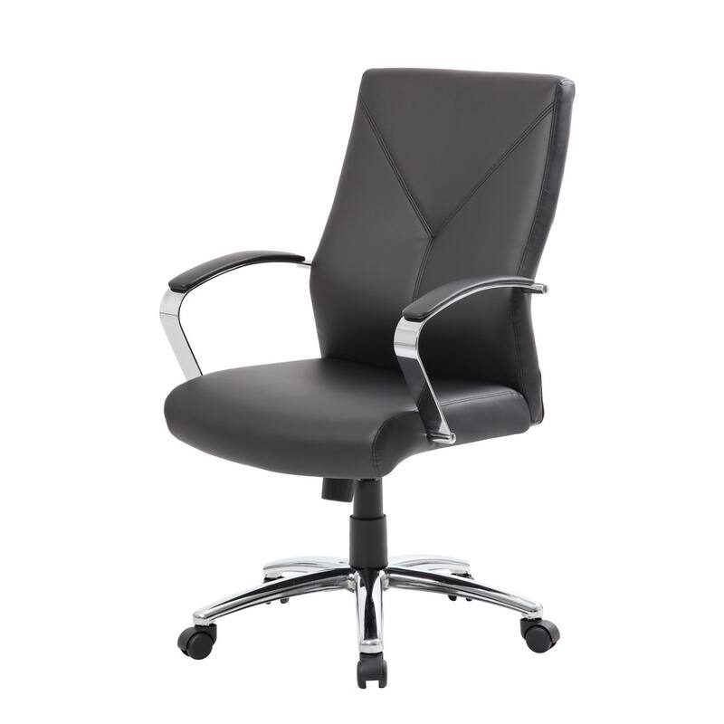 Boss LeatherPlus Executive Chair with Chrome Finish