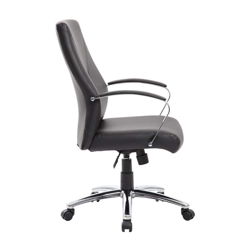 Boss LeatherPlus Executive Chair with Chrome Finish