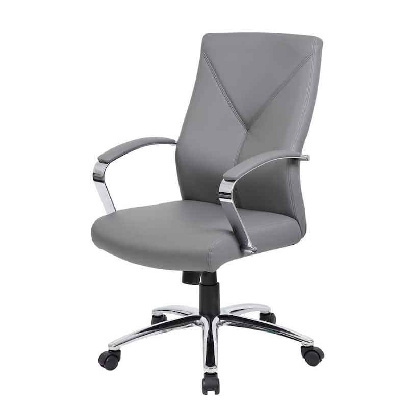 Boss LeatherPlus Executive Chair with Chrome Finish