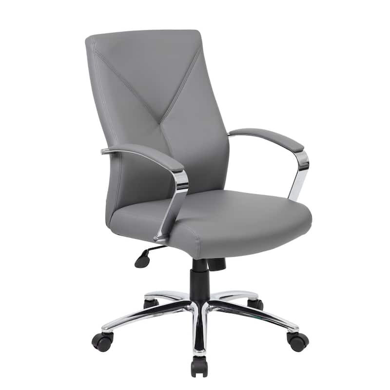 Boss LeatherPlus Executive Chair with Chrome Finish