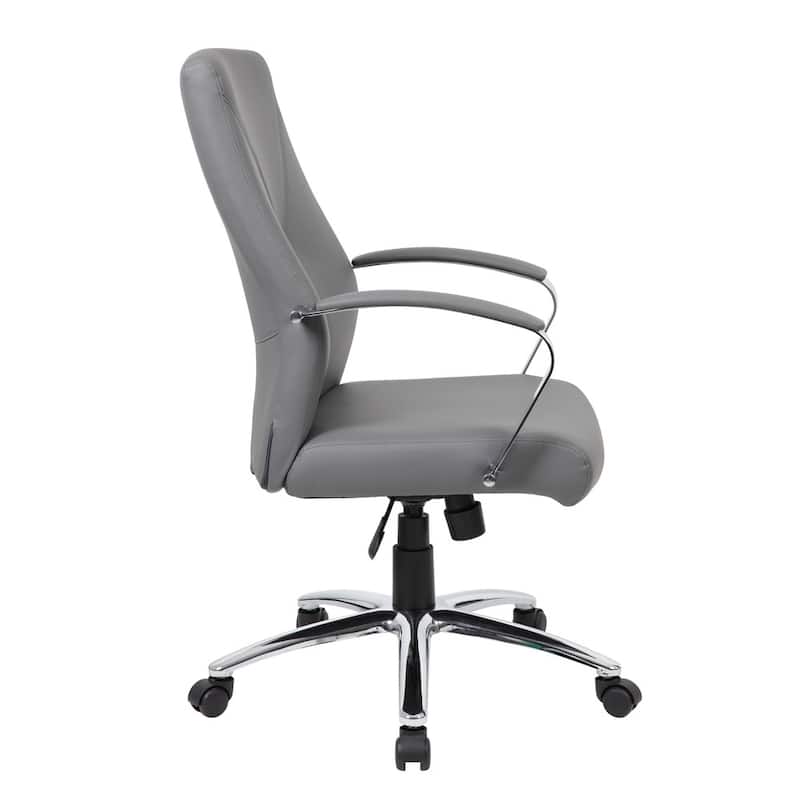 Boss LeatherPlus Executive Chair with Chrome Finish