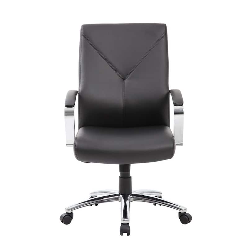 Boss LeatherPlus Executive Chair with Chrome Finish