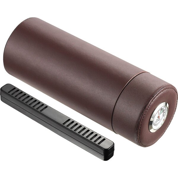 Visol Lure Brown Leather Travel Cigar Case with Hygrometer
