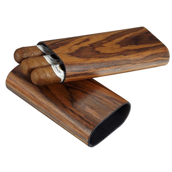 Visol Timber Cherry Wood Finish Cigar Case (Three cigars)