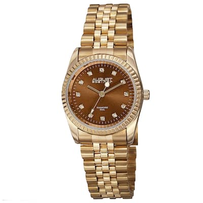 August Steiner Women's Quartz Diamond Markers Stainless Steel Bracelet Watch