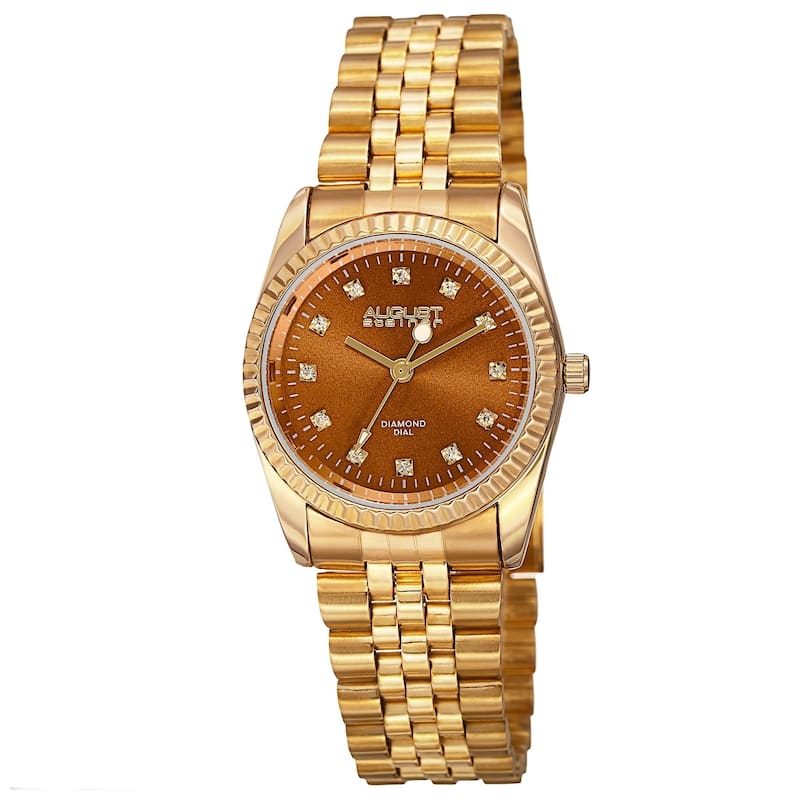 August Steiner Women's Quartz Diamond Markers Stainless Steel Bracelet Watch