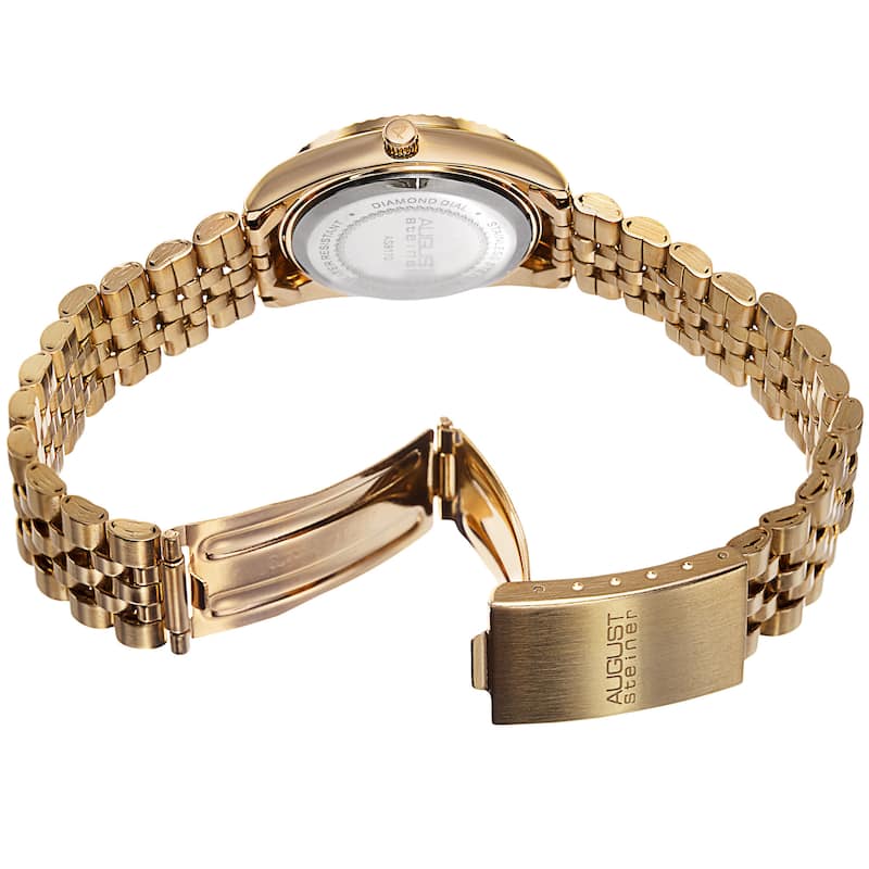 August Steiner Women's Quartz Diamond Markers Stainless Steel Bracelet Watch