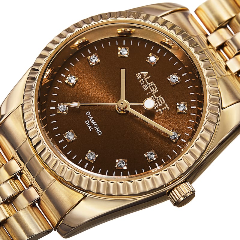 August Steiner Women's Quartz Diamond Markers Stainless Steel Bracelet Watch
