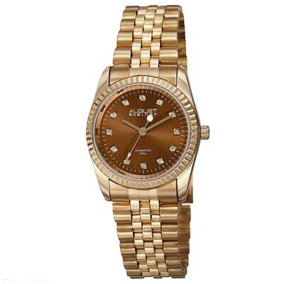 August Steiner Women's Quartz Diamond Markers Stainless Steel Bracelet Watch
