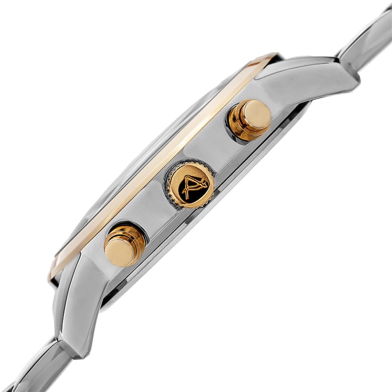 August Steiner Men's Swiss Quartz Multifunction Dual-Time Stainless Steel Two-Tone Bracelet Watch