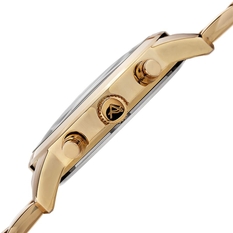August Steiner Men's Swiss Quartz Multifunction Dual-Time Stainless Steel Gold-Tone Bracelet Watch