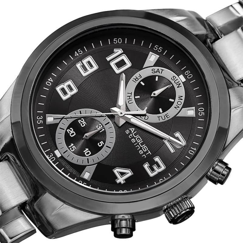 August Steiner Men's Quartz Multifunction Stainless Steel Two-Tone Bracelet Watch