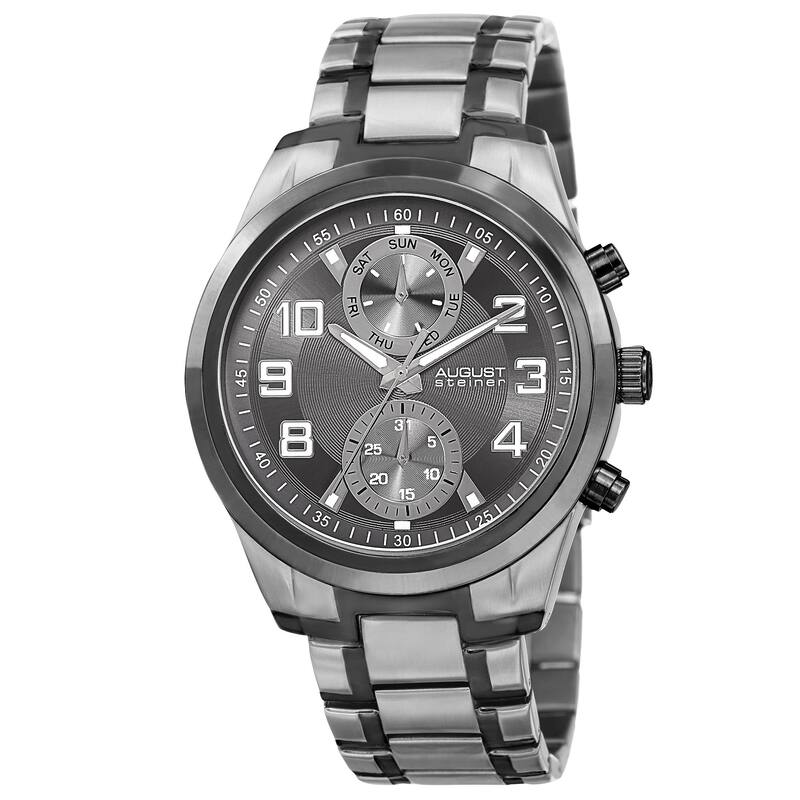 August Steiner Men's Quartz Multifunction Stainless Steel Two-Tone Bracelet Watch