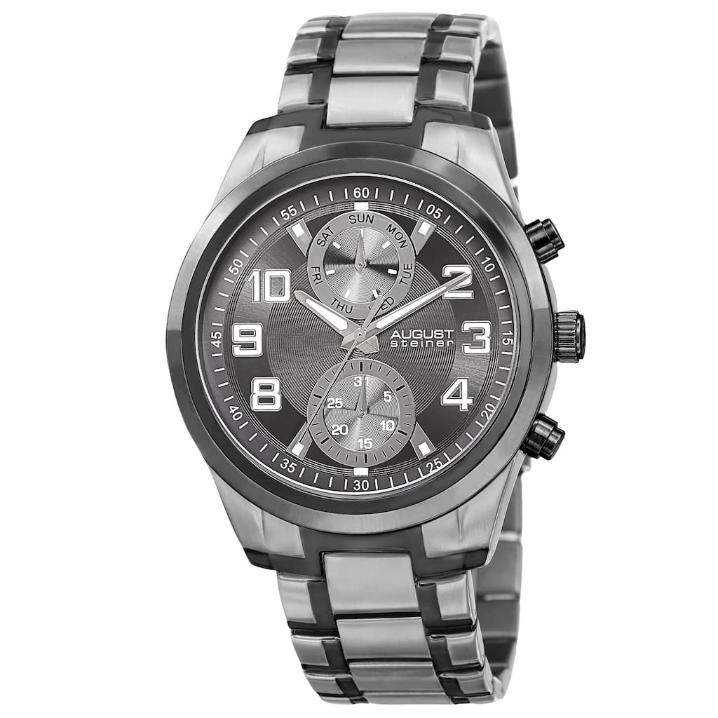 August Steiner Men's Quartz Multifunction Stainless Steel Two-Tone Bracelet Watch