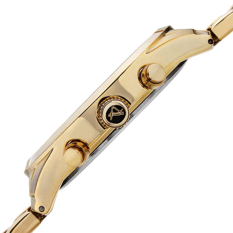 August Steiner Men's Quartz Multifunction Stainless Steel Gold-Tone Bracelet Watch