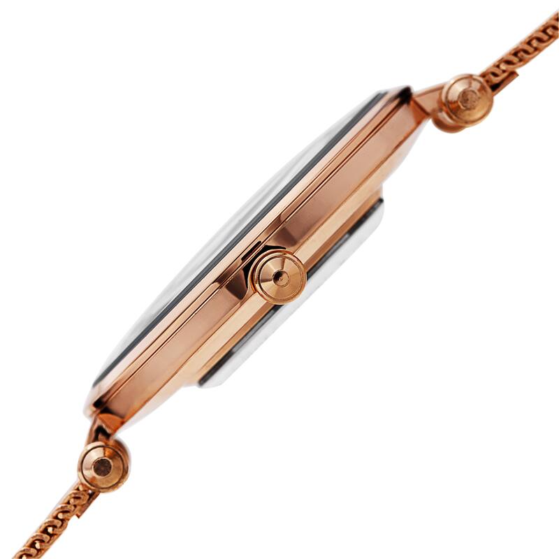 Joshua & Sons Men's Swiss Quartz Crystal-Accented Stainless Steel Mesh Rose-Tone Strap Watch
