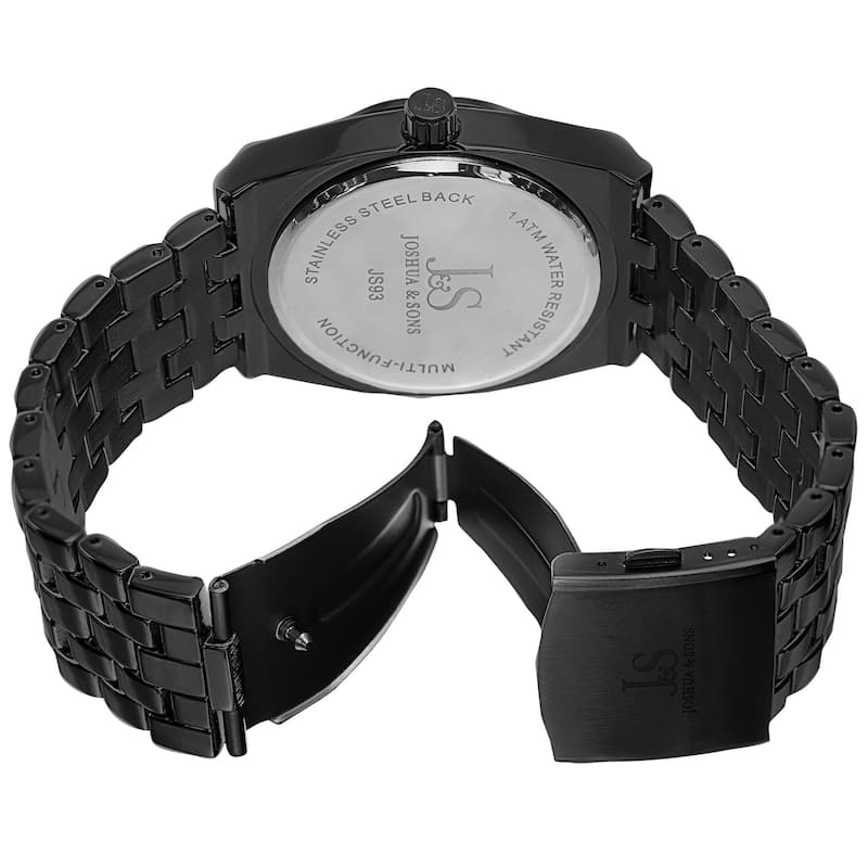 Joshua & Sons Men's Quartz Multifunction Alloy Black Bracelet Watch