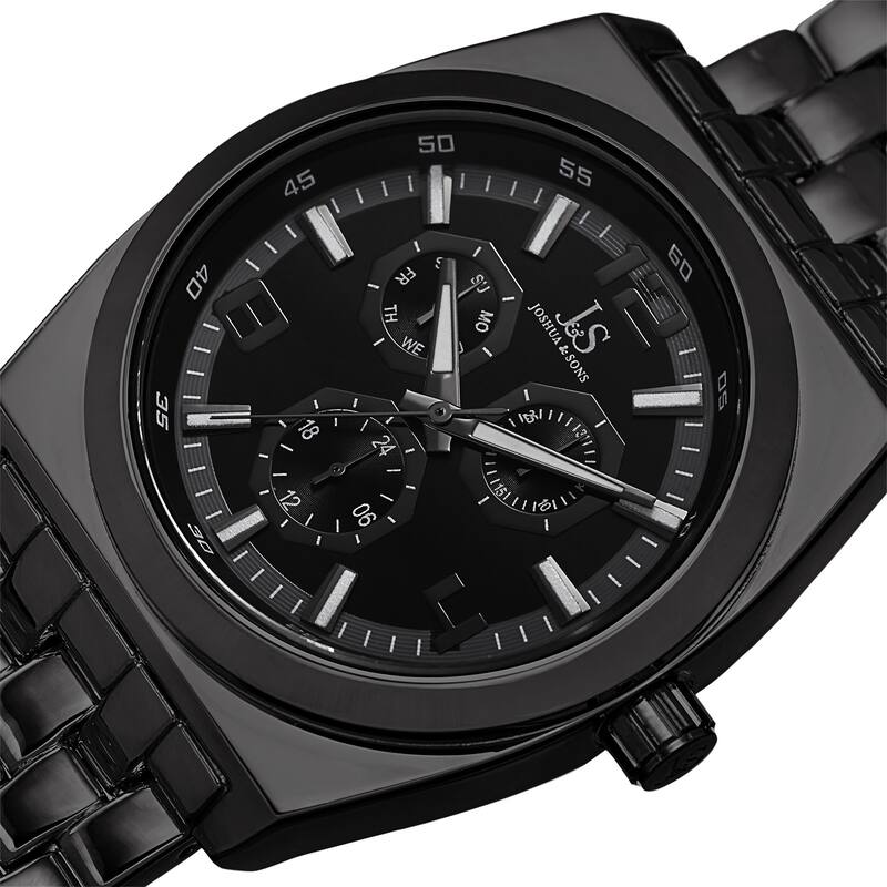 Joshua & Sons Men's Quartz Multifunction Alloy Black Bracelet Watch