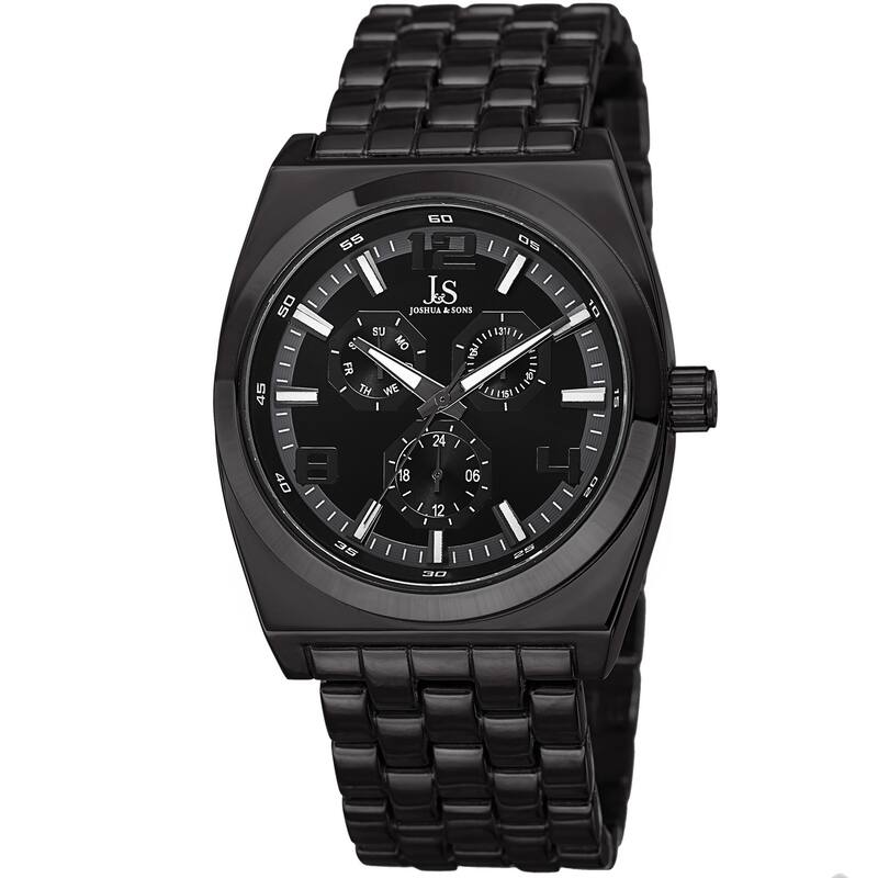Joshua & Sons Men's Quartz Multifunction Alloy Black Bracelet Watch