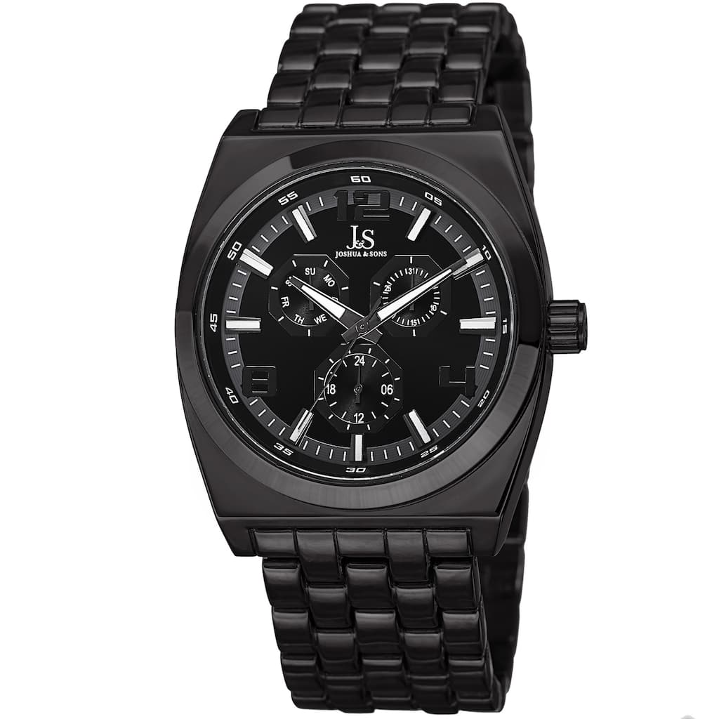 Joshua & Sons Men's Quartz Multifunction Alloy Black Bracelet Watch