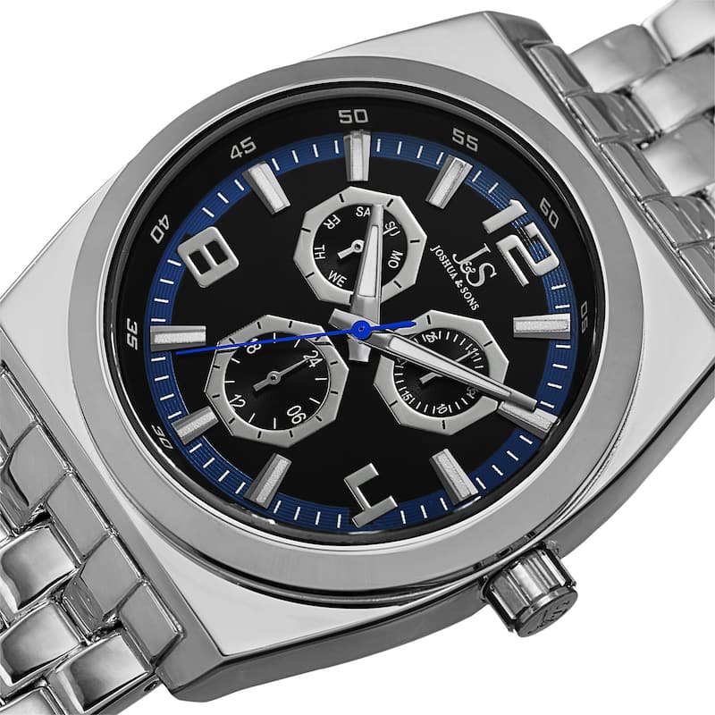 Joshua & Sons Men's Quartz Multifunction Alloy Blue Bracelet Watch